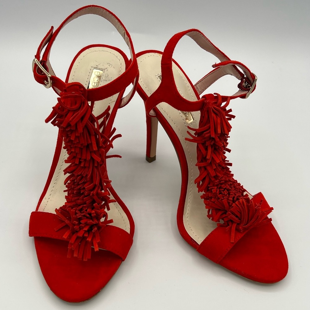 Beautiful BCBG fringe red sandals